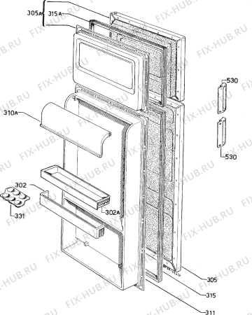 Взрыв-схема холодильника Zanussi DF65/14-B - Схема узла Door 003